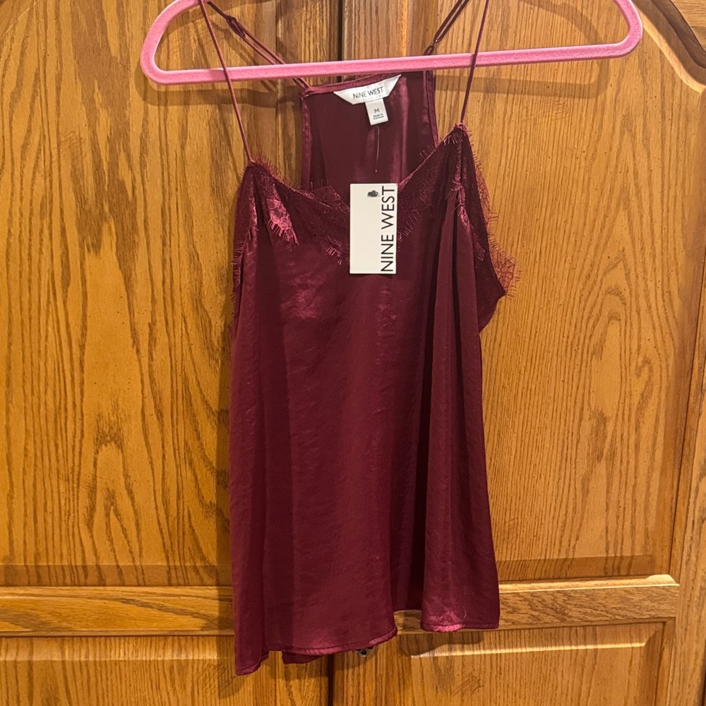 Nine West Burgundy Women's Silk Top